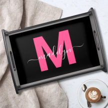 Zwarte Roze Initiële Naam Monogram