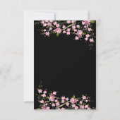 Zwarte Roze Japanse Kersenbloesem Huwelijk Kaart (Achterkant)
