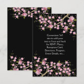 Zwarte Roze Japanse Kersenbloesem Huwelijk Kaart (Voorkant / Achterkant)
