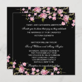 Zwarte Roze Japanse Kersenbloesem Huwelijk Kaart (Voorkant / Achterkant)