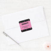 Zwarte Roze Kaars Product Vierkante Sticker (Envelop)