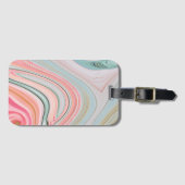 zwarte roze koraalmunt groene marmer zwelt regenbo bagagelabel (Voorkant (horizontaal))