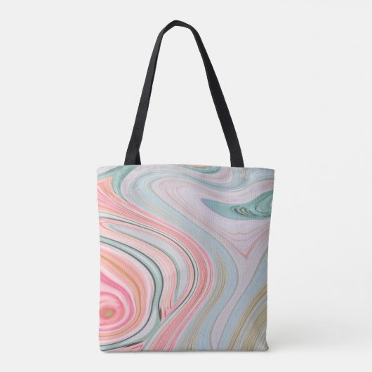 zwarte roze koraalmunt groene marmer zwelt regenbo tote bag (Achterkant)