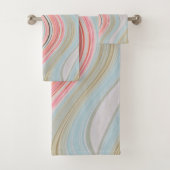 zwarte roze koraalmunt groene regenboogdraden bad handdoek (Insitu)