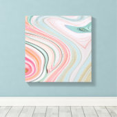 zwarte roze koraalmunt groene regenboogdraden canvas afdruk (Insitu (Houten vloer))