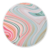 zwarte roze koraalmunt groene regenboogdraden keramische knop (Voorkant)