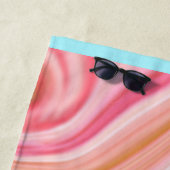 zwarte roze koraalmunt groene regenboogdraden strandlaken (In situ)