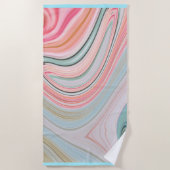 zwarte roze koraalmunt groene regenboogdraden strandlaken (Voorkant)