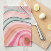 zwarte roze koraalmunt groene regenboogdraden theedoek (Quarter Fold)