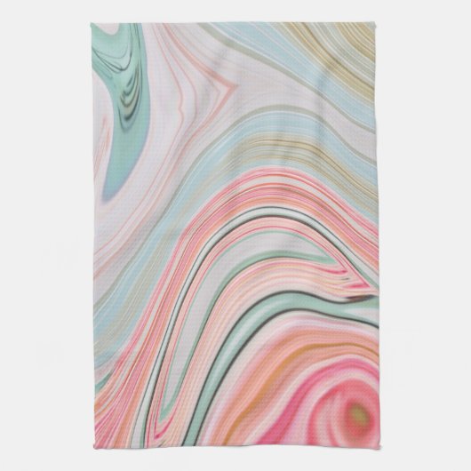 zwarte roze koraalmunt groene regenboogdraden theedoek (Verticaal)