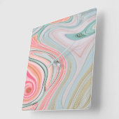 zwarte roze koraalmunt groene regenboogdraden vierkante klok (Hoek)