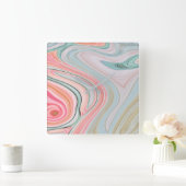 zwarte roze koraalmunt groene regenboogdraden vierkante klok (Huis)