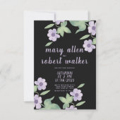 Zwarte roze lavendel groene lente bruiloft kaart (Voorkant)
