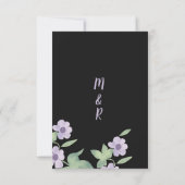 Zwarte roze lavendel groene lente bruiloft kaart (Achterkant)
