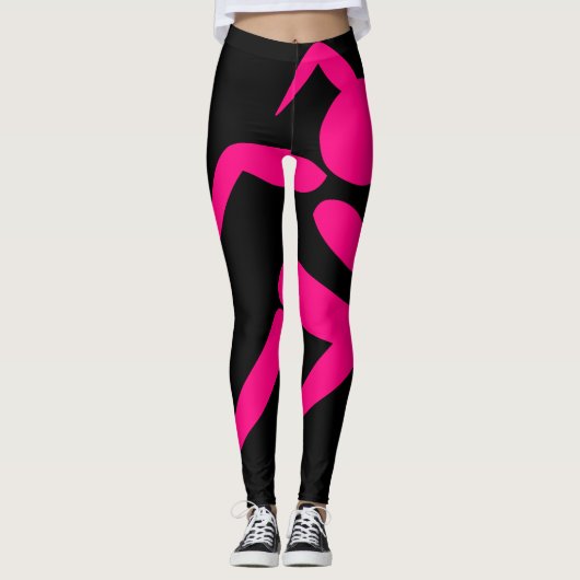 Zwarte roze Leggings (Voorkant)