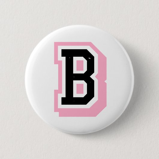 zwarte roze letter B Ronde Button 5,7 Cm (Voorkant)