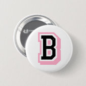 zwarte roze letter B Ronde Button 5,7 Cm (Voorkant /achterkant)