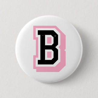 zwarte roze letter B Ronde Button 5,7 Cm