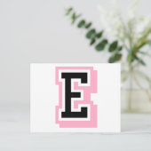 zwarte roze letter E Briefkaart (Staand voorkant)