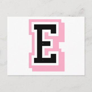 zwarte roze letter E Briefkaart
