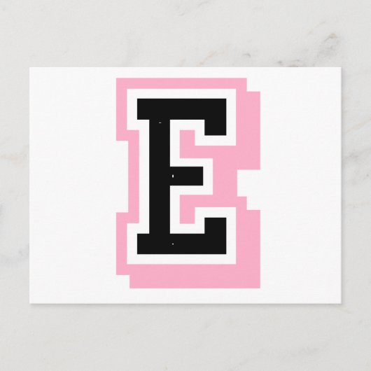 zwarte roze letter E Briefkaart (Voorkant)