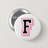 zwarte roze letter F Ronde Button 5,7 Cm (Voorkant /achterkant)