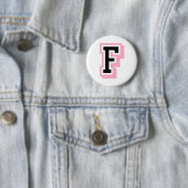 zwarte roze letter F Ronde Button 5,7 Cm (In situ)