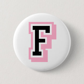 zwarte roze letter F Ronde Button 5,7 Cm