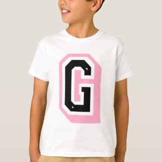 zwarte roze letter G T-shirt