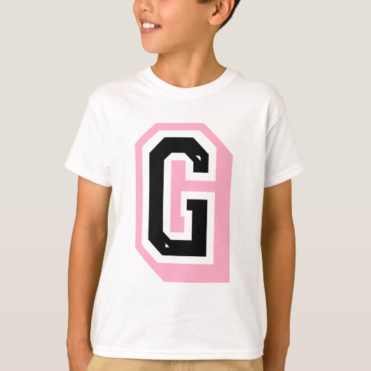 zwarte roze letter G T-shirt (Voorkant)