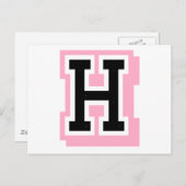 zwarte roze letter H Briefkaart (Voorkant / Achterkant)