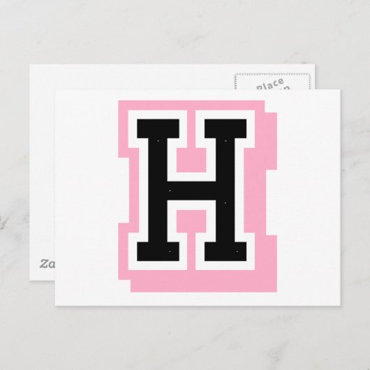 zwarte roze letter H Briefkaart (Voorkant / Achterkant)