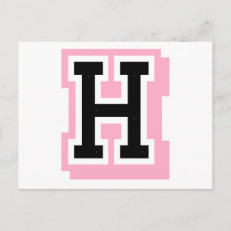 zwarte roze letter H Briefkaart