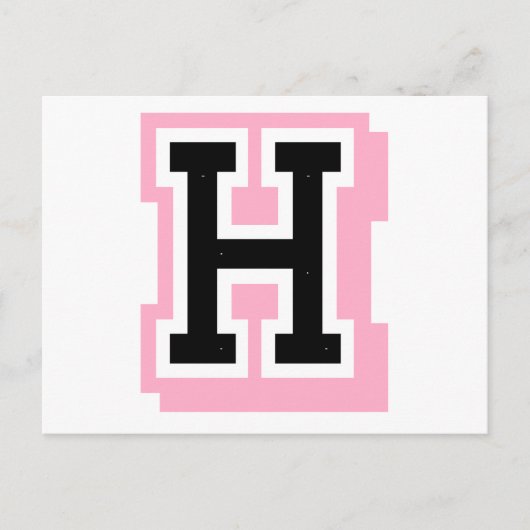 zwarte roze letter H Briefkaart (Voorkant)