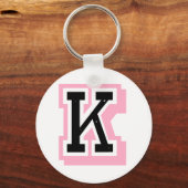 zwarte roze letter K Sleutelhanger (Voorkant)
