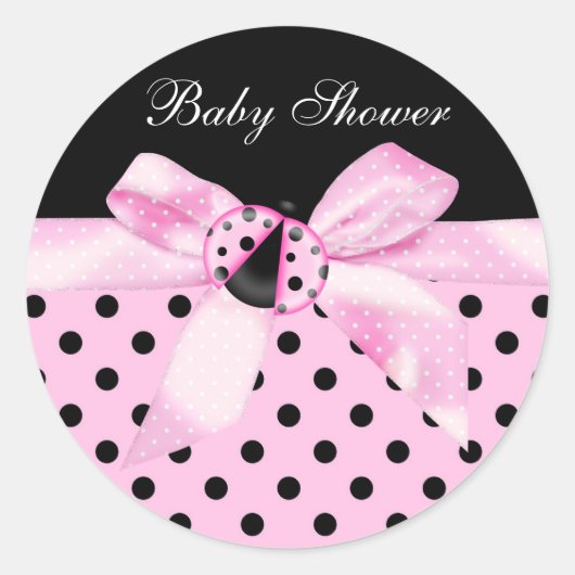 Zwarte Roze Lieveheersbeestje Stickers (Voorkant)