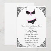 Zwarte & Roze Lingerie Bridal Shower-uitnodiging Kaart (Voorkant / Achterkant)