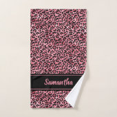 Zwarte Roze Luipaardprint Persoonlijk Bad Handdoek (Handdoek)