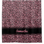Zwarte Roze Luipaardprint Persoonlijk Douchegordijn (Voorkant)