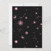 Zwarte roze magische maan kristallen bal bruiloft kaart (Achterkant)