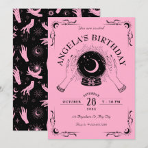 Zwarte roze magische maan kristallen bal verjaarda