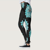 Zwarte roze met grafisch blauwgroen blauw bloemont leggings (Links)