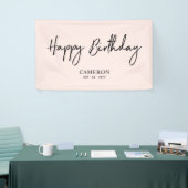 Zwarte & Roze Minimale Aangepaste Verjaardagsbanne Spandoek (Beurs)