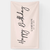 Zwarte & Roze Minimale Aangepaste Verjaardagsbanne Spandoek (Verticaal)