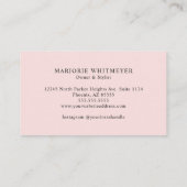 Zwarte Roze Moderne Typografie Script Foto Make-up Visitekaartje (Achterkant)