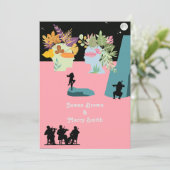 Zwarte roze muzikanten met een paardenband kaart (Staand voorkant)