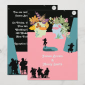 Zwarte roze muzikanten met een paardenband kaart (Voorkant / Achterkant)