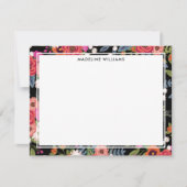 Zwarte roze Oranje Boho Floral-grens met naam Notitiekaartje (Voorkant)