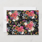 Zwarte roze Oranje Boho Floral-grens met naam Notitiekaartje (Achterkant)