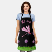 Zwarte Roze Paarse Floral Vrouwennaam Schort (Gedragen)